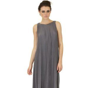 Halston Heritage Pleated Long Dress Ash Grey